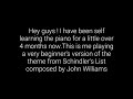 Beginner's Schindler's List theme by John Williams on the piano