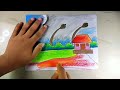 বৃষ্টির দিনের একটা ছবি। pastel colour drawing।     সিনারি ড্রয়িং। full video scenery drawing