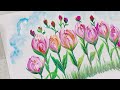 Easy Way To paint Tulip Flowers / painting by a round brush / painting for beginners