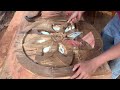 Old wood buried in the ground, use it as a tea table