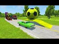 Double Flatbed Trailer Truck vs Speedbumps Train vs Cars Beamng.Drive #15