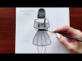 Easy BTS drawing | BTS girl drawing | Pencil sketch of BTS Army