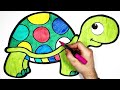 How to Draw a Rainbow Turtle For Kids And Toddlers