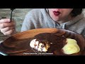 ASMR | FLUFFY PANCAKES WITH CHOCOLATE SYRUP【EATING SOUND】