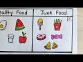 Junk food drawing easy | Healthy Food drawing easy | Healthy and junk food drawing easy | Fast food