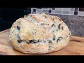Olive Bread Recipe - Mediterranean Style Rustic Olive Bread - Quick and Easy Bakery Style Bread