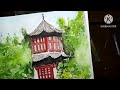 #watercolor painting of a monastery scene using watercolor | asmr | #watercolorpainting