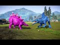 NEW ! Stegosaurus vs Spinosaurus vs TRex Dinosaur Fighting Isla Nublar in Jurassic World Evolution