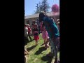 Aria in line to break the piñata on her 5 th birthday!