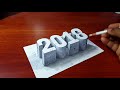 Happy New Year 2018 - Realistic Letters Drawing - 2018 Number Pencil Drawing
