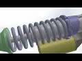 motorcycle shock absorber animation and exploded view