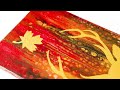 Golden Deer and Autumn Fluid/  Fluid Acrylic Painting