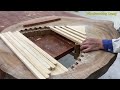 Process Restoring Damaged Wooden Panels By Skillful Carpenter - Heart Mounted Design On Table Top