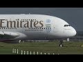 Unbelieveable AIRBUS A380 HARD CROSSWIND LANDING during a STORM at Düsseldorf - 4K