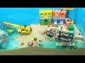 Tsunami Floods the Splitting Titanic Model & Mobile Construction Crane - Lego Dam Breach Experiment