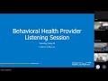 DBHR listening session for behavioral health service providers, May 2024