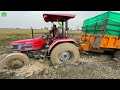 3 tractor Pulling together Mahindra Arjun NOVO 605 di 4wd Stuck in Mud |Eicher 485 | New Hollad 5500