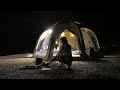 Awesome inflatable tent solo camping in panorama view / relaxing in a cozy tent ASMR