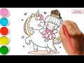 Draw Unicorn Coloring For Kids & Toddlers I Kids Colour & World 💕🦄 #viralvideo #colors#kid
