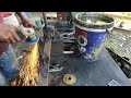proses pnempaan golok baja damascus dari bahan baja seling & membuat gagang golok dari tanduk kerbau
