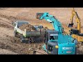 รีวิวงานขุดบ่อจัดจ้านทั้งทีมขุดบ่อสวยดั้มมีลั่นรถขุดสามคันทางชัน excavator and truck