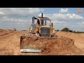 Best Skilling Driver Heavy KOMATSU Bulldozer Spreading Mud & Land New Canal Project Construction