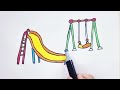 How to draw a Playground with Slide and Swing | How to draw a Child Park #howtodrawaplayground #art