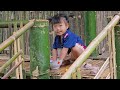 Building a gate and decorating it with bamboo, the girl planted more flowers around the house