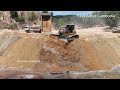 Part 2 Starting New Project Building Dam By 10 Wheel Truck Dumping Dirt & Shantui Dozer Pushing Dirt