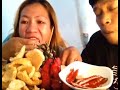 CRISPY CHICHARON,JUMBO HOTDOG,SAUTED BOTTLE GOURD WITH GRILLED GREEN AND RED CHILI 🌶️#mukbang