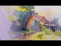 Watercolor landscape tutorial for beginners | Landscape painting .