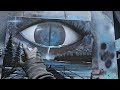 Blue Crying Eye Nature Spray Paint Art!