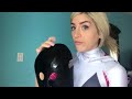 Lisa Putting On Spider Gwen Faceshell Mask in Reverse