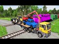 Big & Small Long Mack Truck with POU vs Train Thomas - Cars vs Rails and Train - BeamNG.Drive