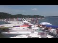 Boats lining up for the 2014 Lake of the Ozark Boot Shootout event.estimated 70,000 people in attend