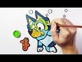 Drawing and Coloring Bluey (BINGO) and Her Family ❤️ Drawings for Kids & Toddlers