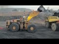 LeTourneau L1850 Wheel Loader loading 240&100-Tone Dumpers With Coal&OB