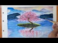 Cherry blossom painting in watercolor and gouache #painting #art #gouache #watercolor