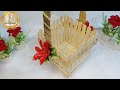 Basket making idea with sticks 😍/ Popstick basket craft / DIY craft idea / Diy ice cream stick craft