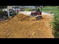 Amazing Project! Bulldozer D2 Pushing Soil into Deep Pit, 5Ton Dump Truck Fill Land