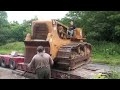 Caterpillar D9G donkey start and  unloading off a low loader