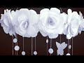 How to make easy paper rose flowers wall hanging|Wind chime| Decoration idea|White Paper crafts|DIY