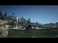 An eagle dives to catch a river snake - Red Dead Redemption 2