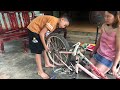 Repaired an old bicycle with my son 10 years old