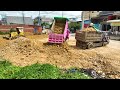 Update on the process of transporting garbage land to fill the lotus pond by Dozer D31p Dump Trucks