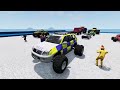 TRANSPORTING PIXAR CARS & FRUITS WITH COLORED & JOHN DEERE vs CLAAS vs TRACTORS - BeamNG.drive #983