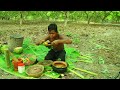 Boil Chicken Things like a pro with coconut water in the forest, Delicious eating.