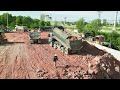 Amazing Unloading Giant Filling Up Project By Technique Of KOMATSU DOZERS TEAMS And Dump Trucks