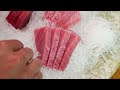 Cutting giant bluefin tuna to luxurious sashimi, teppanyaki tuna / 巨大黑鮪魚切割秀, 鐵板上腹肉 - Taiwanese food