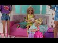 Barbie and Ken in Barbie Dream House w Barbie Sister Chelsea and Baby: Sick Barbie Morning Routine